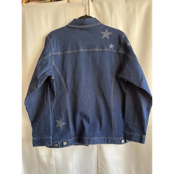 Vintage The Quacker Factory Denim Jean Jacket Star Embellishment Rhinestones Sm - Picture 5 of 6